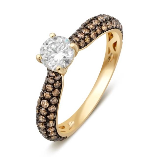 Помолвочное кольцо из жёлтого золота с бриллиантами (029032)