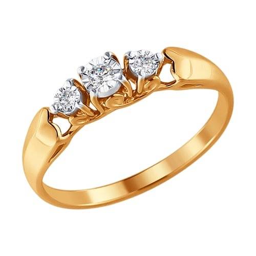 Помолвочное кольцо из красного золота с бриллиантами (025042)